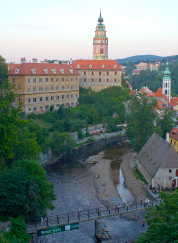 Český Krumlov - pohľad na zámok a Vltavu